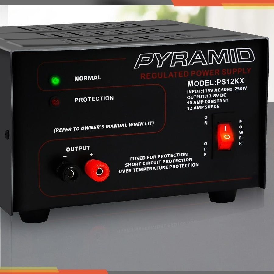 Pyramid 10 Amp Power Supply 13.8V DC Heavy Duty Linear for Home and Shop Image 1