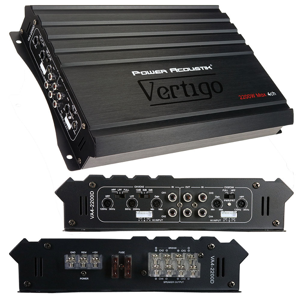 Power Acoustik Vertigo Series 4 Channel Amplifier 2200W Class A/B and D Image 4