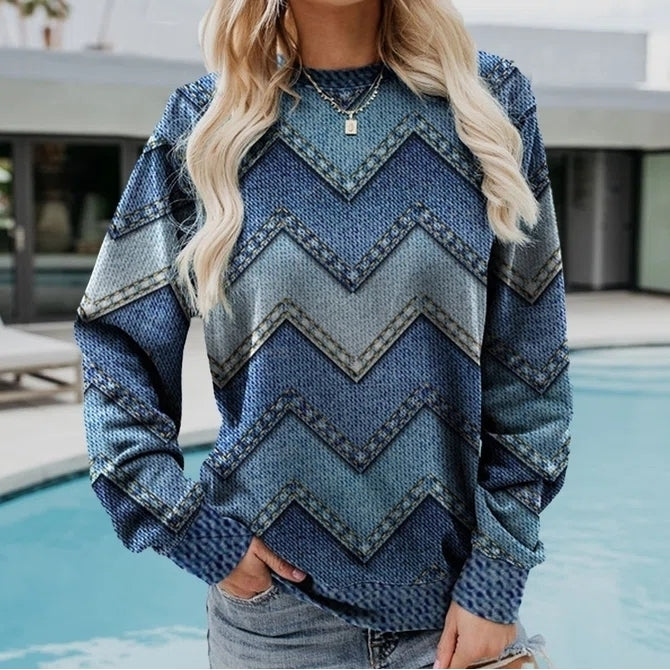 Casual Crew Neck Abstract Sweatshirt Image 1