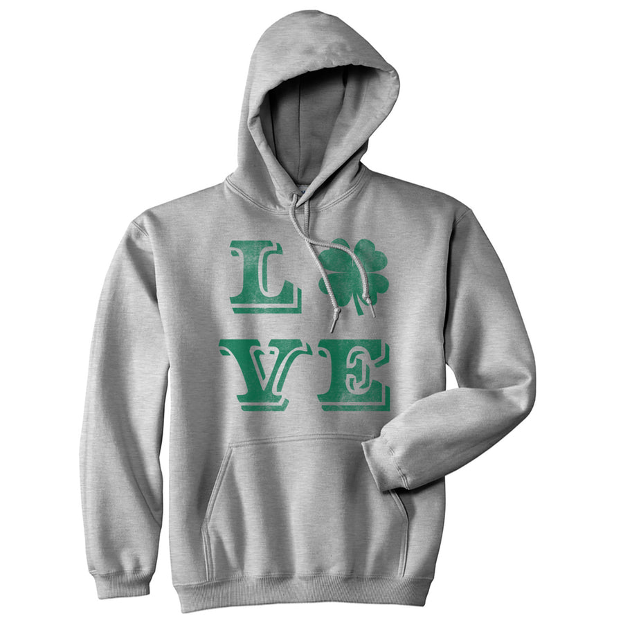 LOVE Lucky Clover Hoodie Funny St Patricks Day Shirt Outfit Irish Shamrock Womens Sweatshirt Image 1