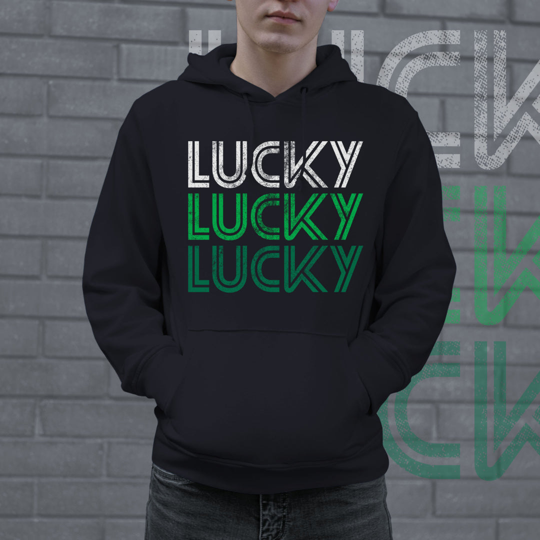 Lucky Lucky Lucky Hoodie Funny St Patricks Day Shirt Awesome Vintage Graphic Cool Sweatshirt Image 2