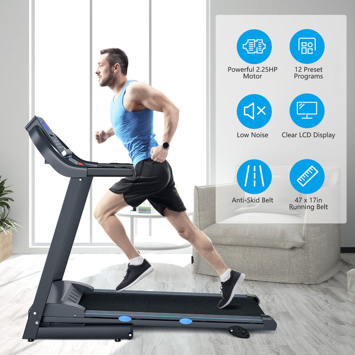 2.25HP Folding Treadmill Electric Motorized Power Running Fitness Machine Image 7