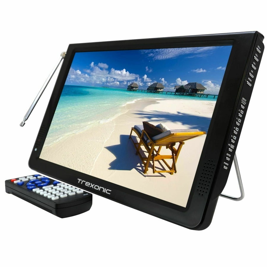 Trexonic Ultra Lightweight Rechargeable Widescreen 12" LED Portable TV with HDM Image 1