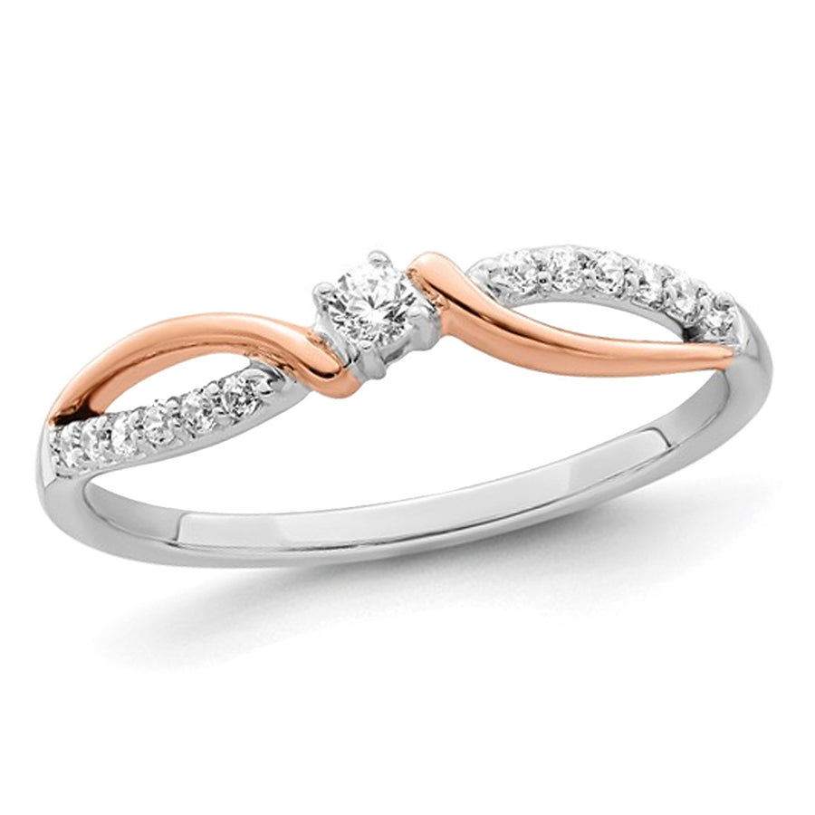 1/7 Carat (ctw) Diamond Promise Ring in 14K White and Rose Pink Gold Image 1