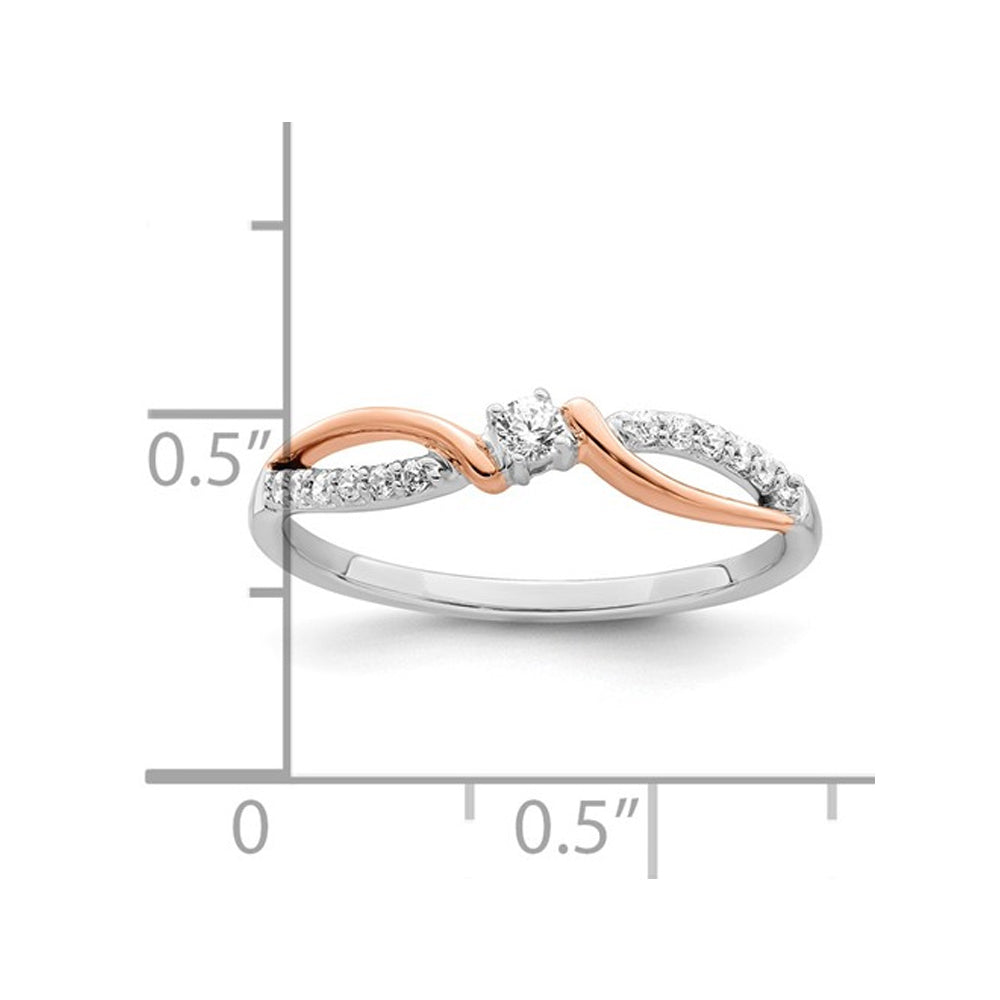 1/7 Carat (ctw) Diamond Promise Ring in 14K White and Rose Pink Gold Image 3