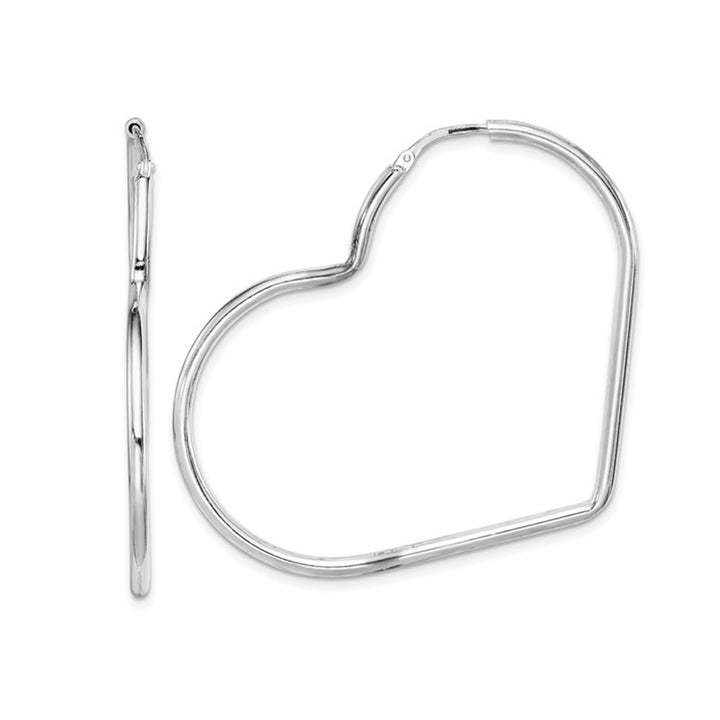 Sterling Silver Heart Shaped Earrings 1 3/4 Inch (2.0 mm) Image 1