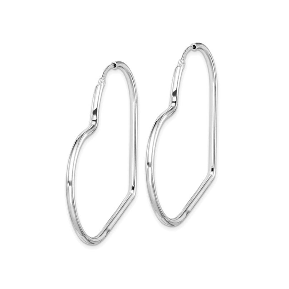 Sterling Silver Heart Shaped Earrings 1 3/4 Inch (2.0 mm) Image 4