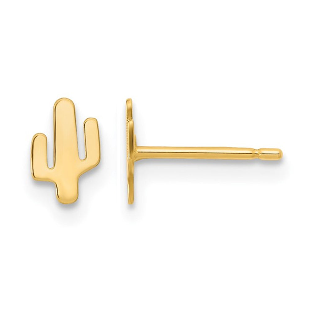 Small 14K Yellow Gold Polished Cactus Post Earrings Image 1