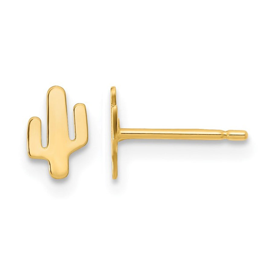 Small 14K Yellow Gold Polished Cactus Post Earrings Image 1