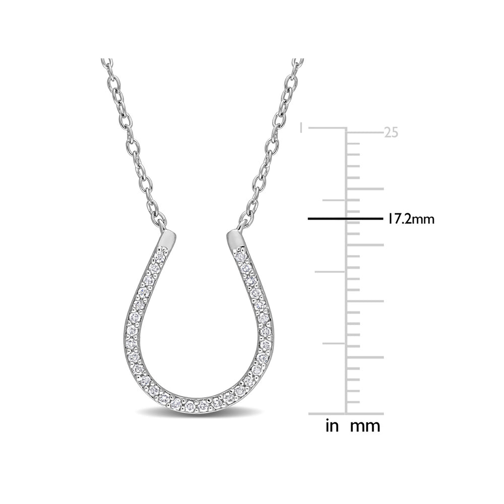 1/6 Carat (ctw) Diamond Horseshoe Charm Pendant Necklace in Sterling Silver with Chain Image 2