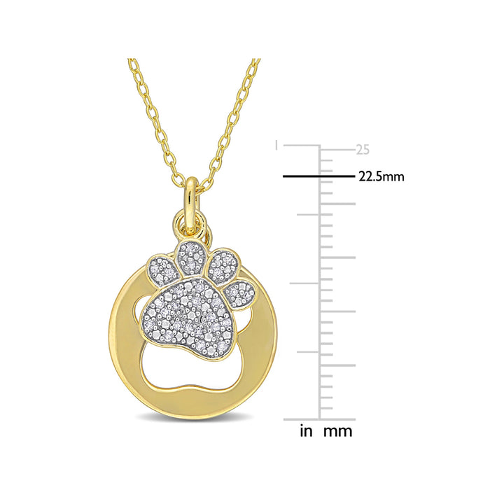 1/10 Carat (ctw) Diamond Dog Paw Pendant Necklace in Sterling Silver with Chain Image 3