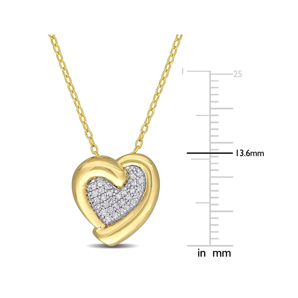 1/6 Carat (ctw) Diamond Heart Pendant Necklace in Yellow Plated Silver with Chain Image 2