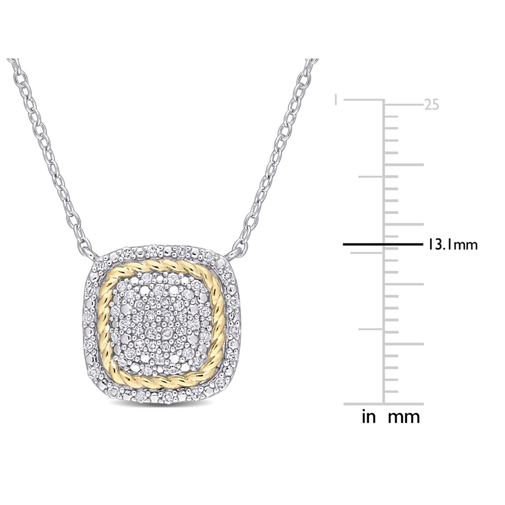 1/4 Carat (ctw) Diamond Square Pendant Necklace in Plated Sterling Silver with Chain Image 2