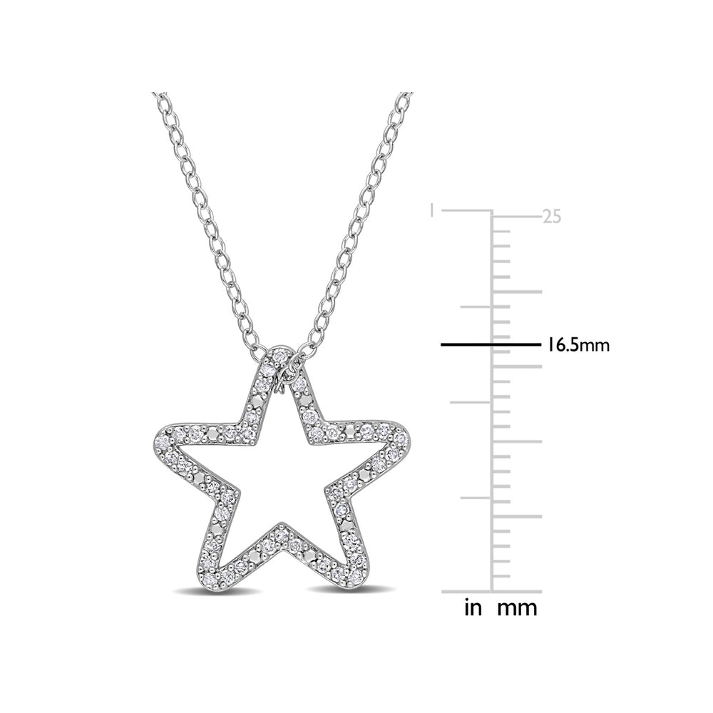 1/5 Carat (ctw) Diamond Star Charm Pendant Necklace in Sterling Silver with Chain Image 2