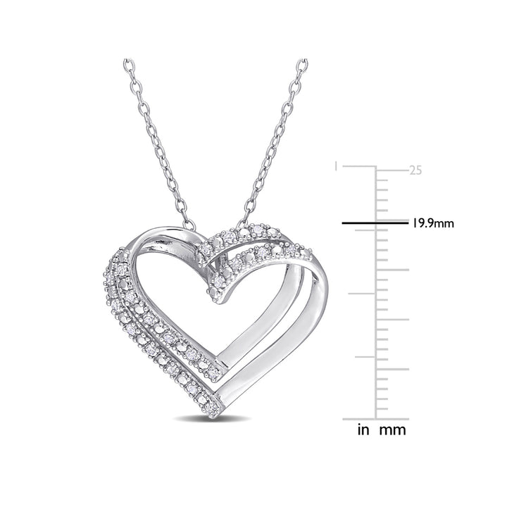 1/5 carat (ctw) Diamond Heart Pendant Necklace in Sterling Silver with Chain Image 2