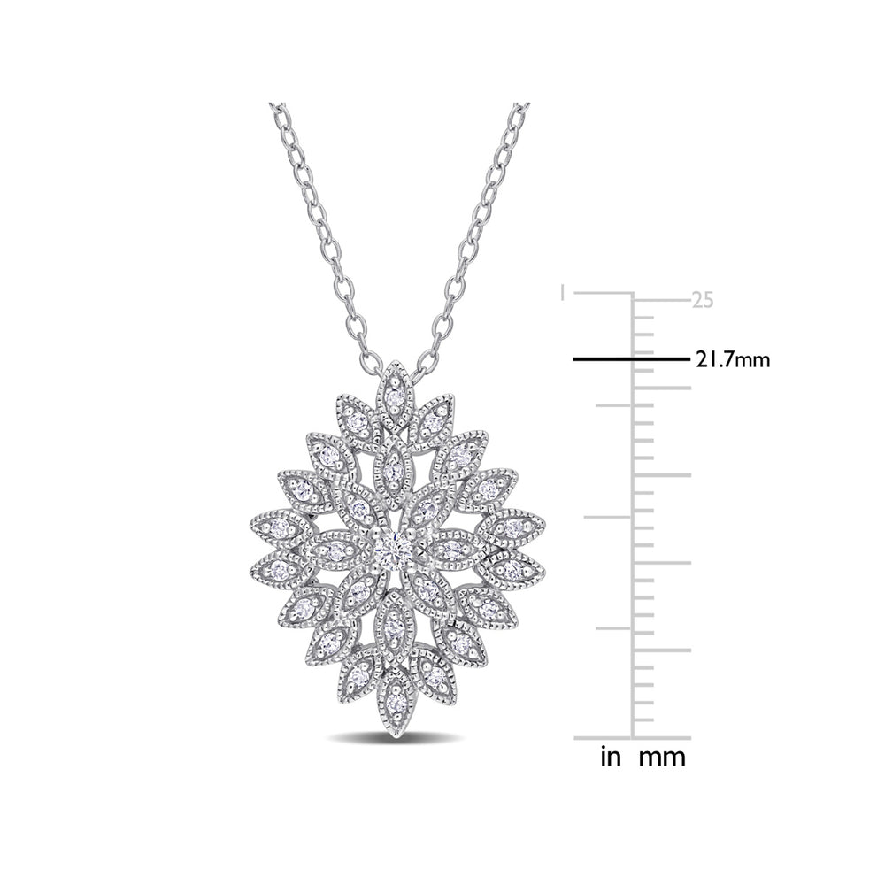 1/4 Carat (ctw) Diamond Cluster Pendant Necklace in Sterling Silver with Chain Image 2