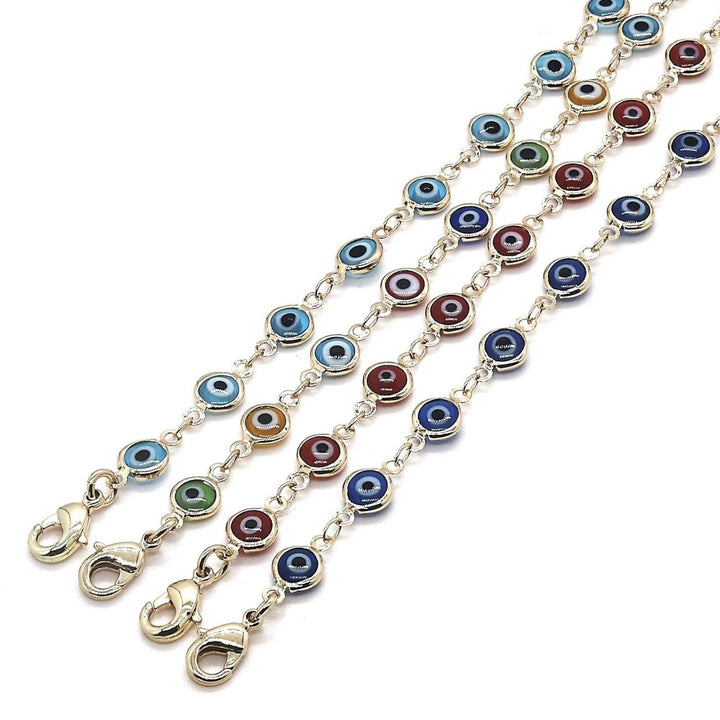 18k Gold Filled High Polish Finsh Evil Eye Bracelet Protection Good Image 1