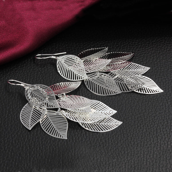 Leaves Dangle Earring for Women with 925 Silver Plated Image 1