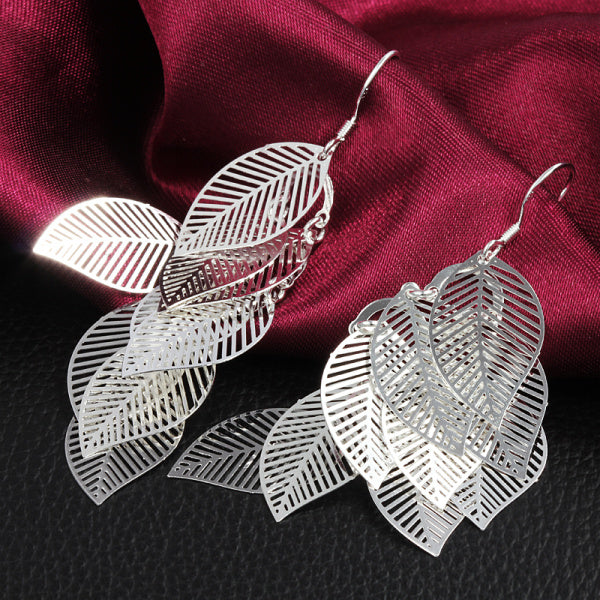 Leaves Dangle Earring for Women with 925 Silver Plated Image 3