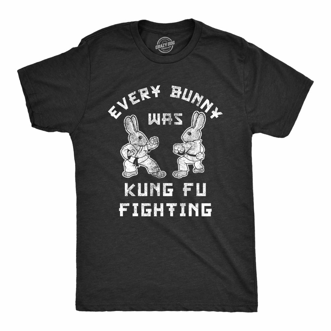 Mens Every Bunny Was Kung Fu Fighting T Shirt Funny Graphic Tee Cool Easter Gift Fun Image 1