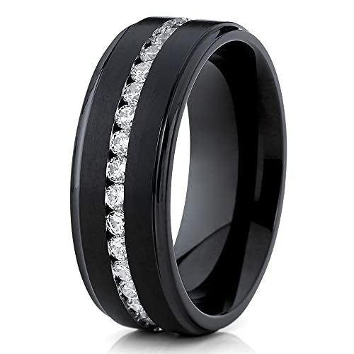 Black Titanium Wedding Ring,Titanium Wedding Band,8MM Wedding Ring,Anniversary Ring,Engagement Ring,Titanium Image 1