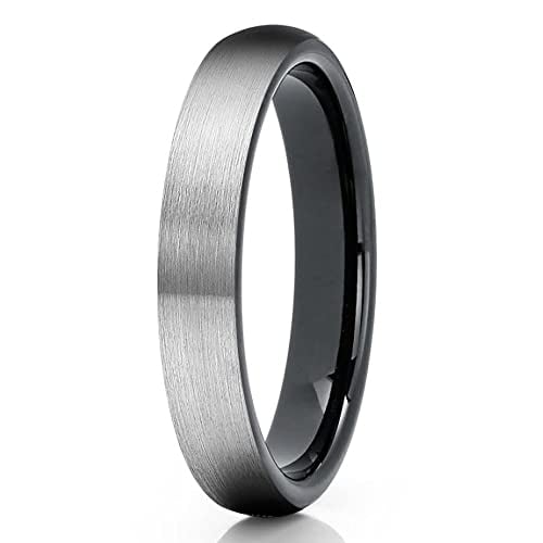 4mm Wedding Ring,Black Tungsten Ring,Tungsten Wedding Band,Anniversary Ring,Tungsten Carbide Ring,Engagement Image 1