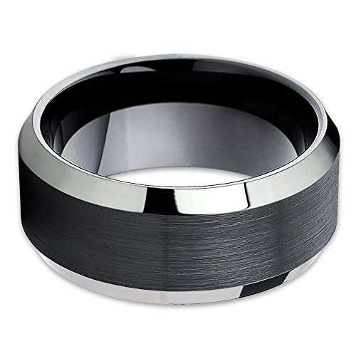 10mm Black Tungsten Wedding Ring,Black Tungsten Ring,Anniversary Ring,Engagement Ring,Tungsten Carbide Ring,Mens Ring Image 2