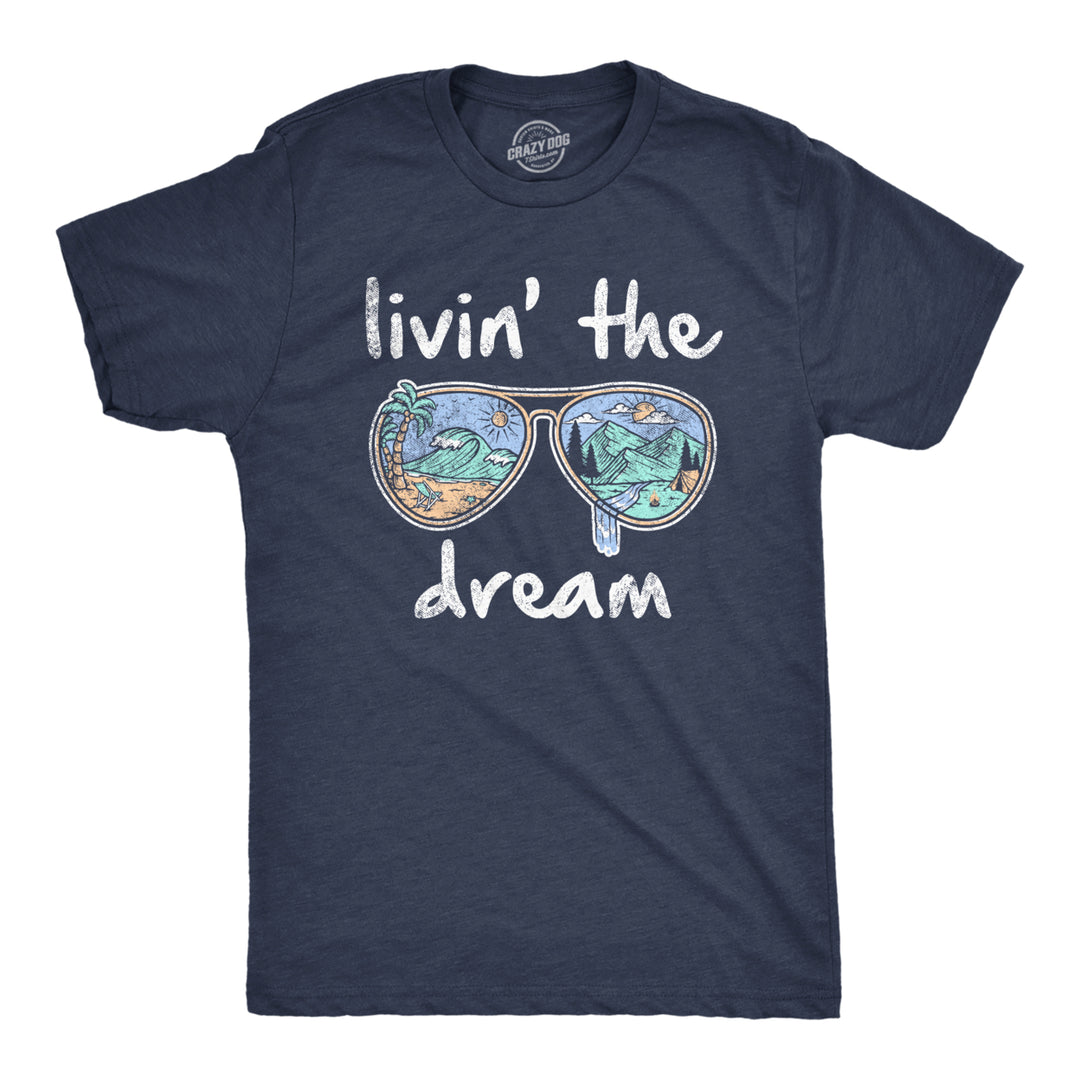 Mens Living The Dream T Shirt Cool Vacation Tee Graphic Novelty Tee Beach For Guys Image 1