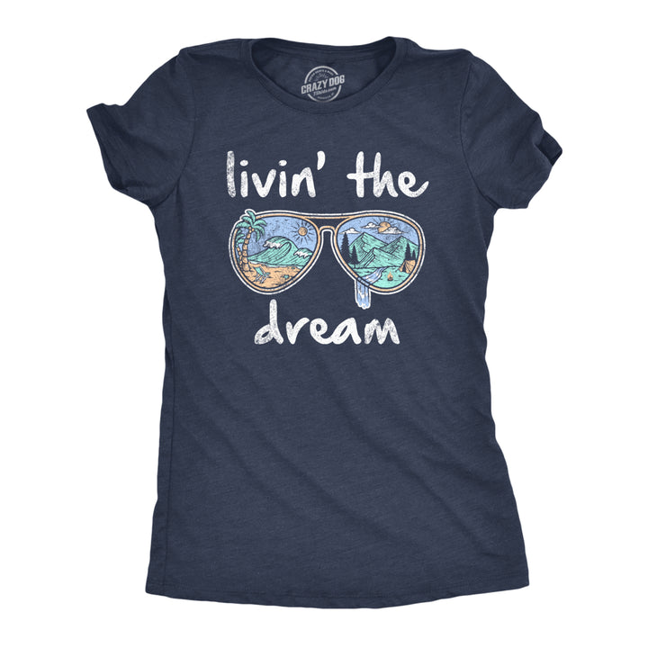 Womens Living The Dream T Shirt Cool Vacation Tee Graphic Novelty Tee Beach For Guys Image 1