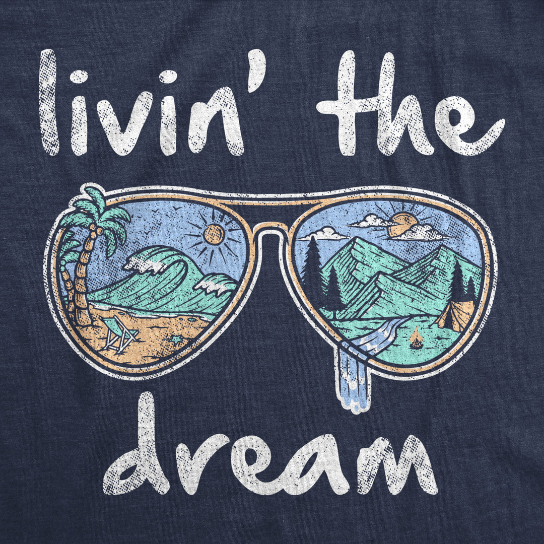 Mens Living The Dream T Shirt Cool Vacation Tee Graphic Novelty Tee Beach For Guys Image 2