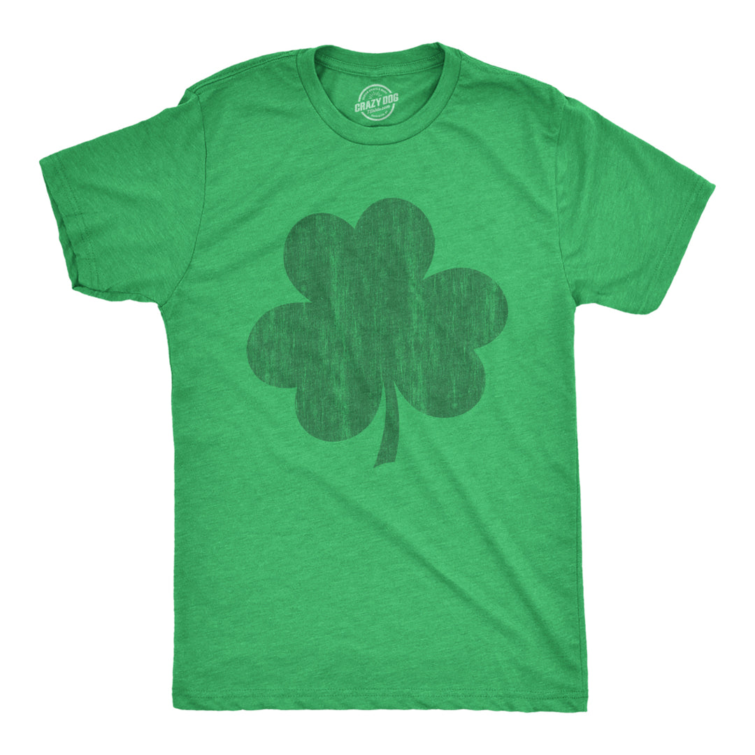 Mens Distressed Clover T Shirt Cool St Patricks Day Vintage Shamrock Awesome Graphic Tee Image 1