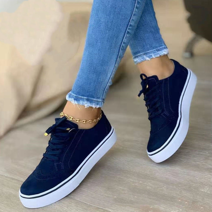 2022  Spring Flats Sport Casual Suede Sneakers Lace Up Plus Size Oxford Image 3
