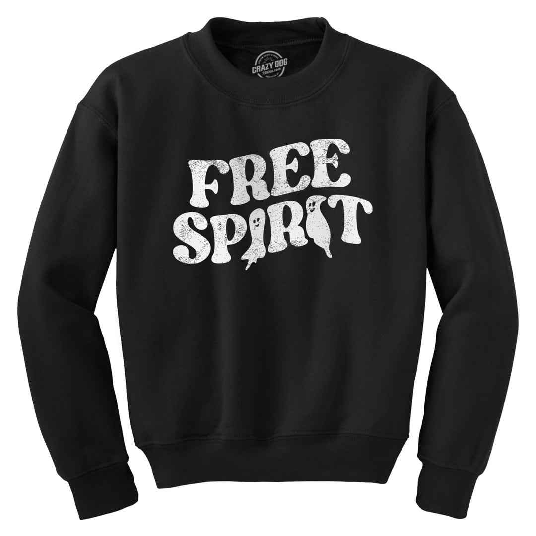 Free Spirit Crewneck Sweatshirt Funny Halloween Party Ghost Graphic Novelty Long Sleeve Image 1