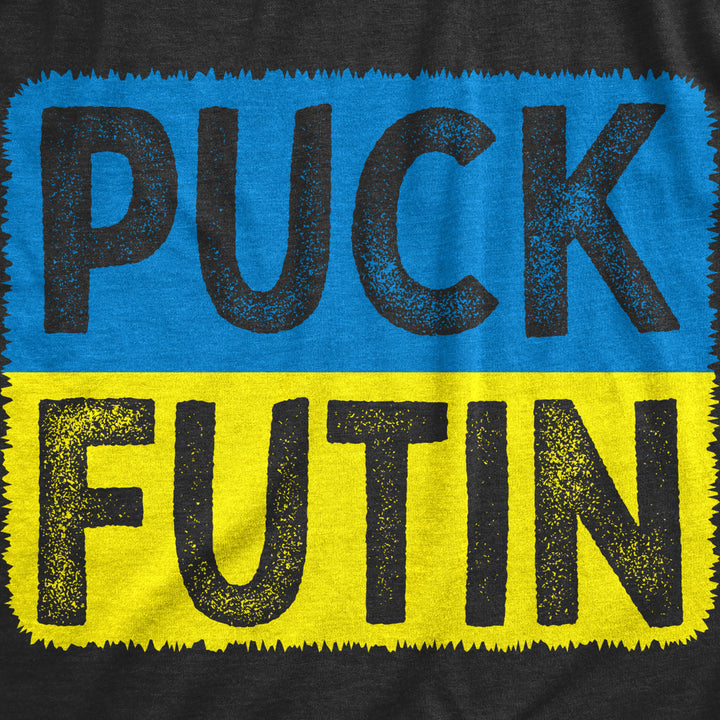 Mens Puck Futin T Shirt Cool Ukrainian Flag Support Anti-Putin Graphic Tee For Guys Image 2