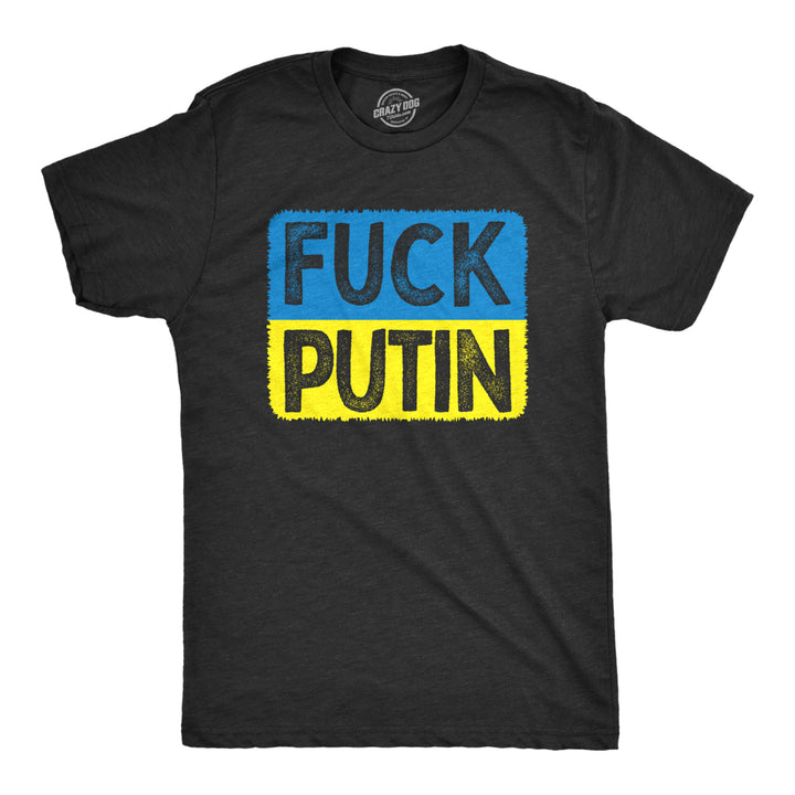 Mens f*** Putin T Shirt Cool Ukrainian Flag Support Anti-Putin Graphic Tee For Guys Image 1