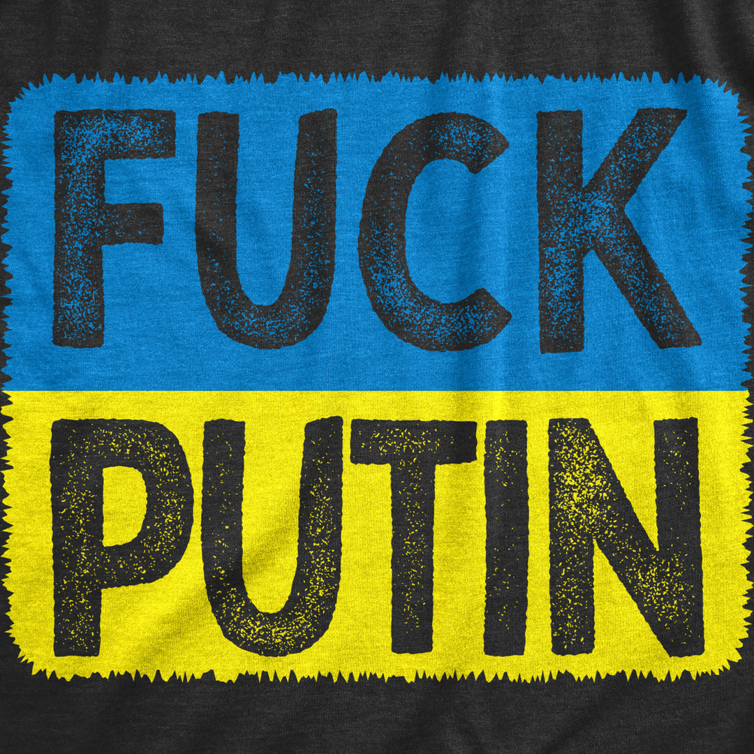 Mens f*** Putin T Shirt Cool Ukrainian Flag Support Anti-Putin Graphic Tee For Guys Image 2