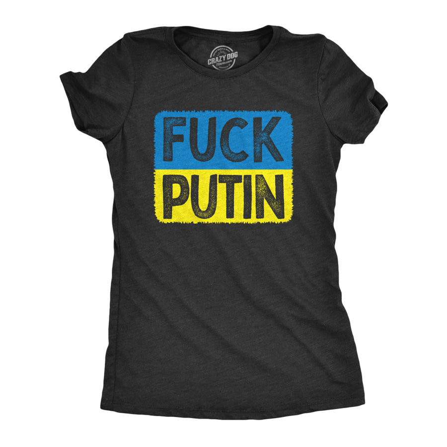 Womens f*** Putin T Shirt Cool Ukrainian Flag Support Anti-Putin Graphic Tee For Ladies Image 1