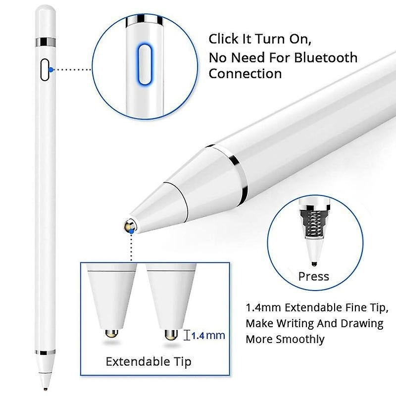 Rechargeable Screen Touch Stylus Pen With Two Caps For Phones And Ipad Image 3