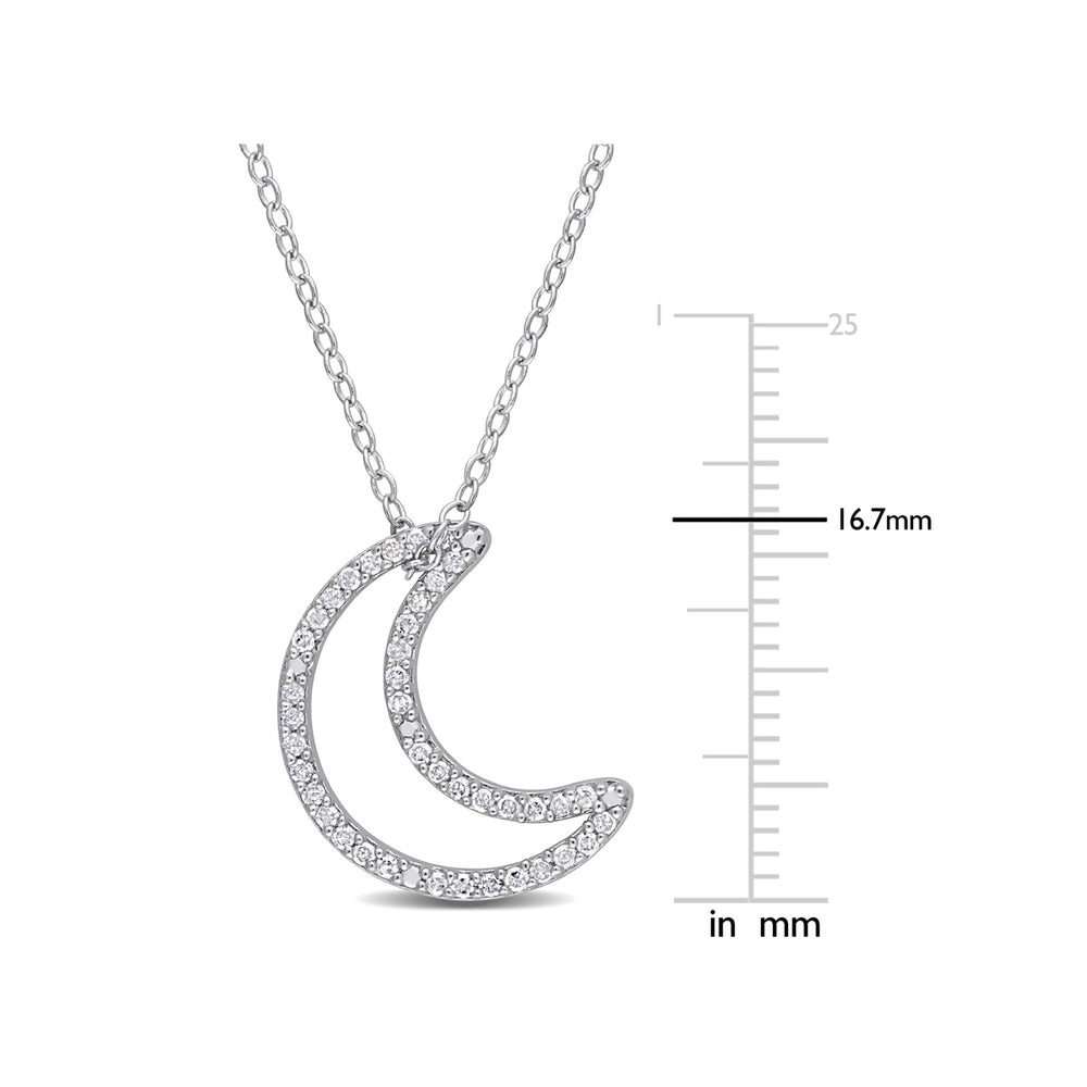 1/5 Carat (ctw) Diamond Moon Charm Pendant Necklace in Sterling Silver with Chain Image 2