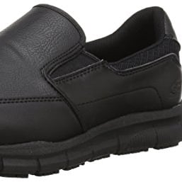 SKECHERS WORK Mens Relaxed Fit Nampa - Groton SR Slip Resistant Work Shoe Black - 77157-BLK US Men BLACK Image 1