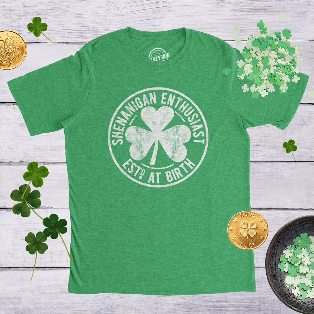 Mens Shenanigan Enthusiast T Shirt Funny Saint Patricks Day St Patty Irish Tee Image 4