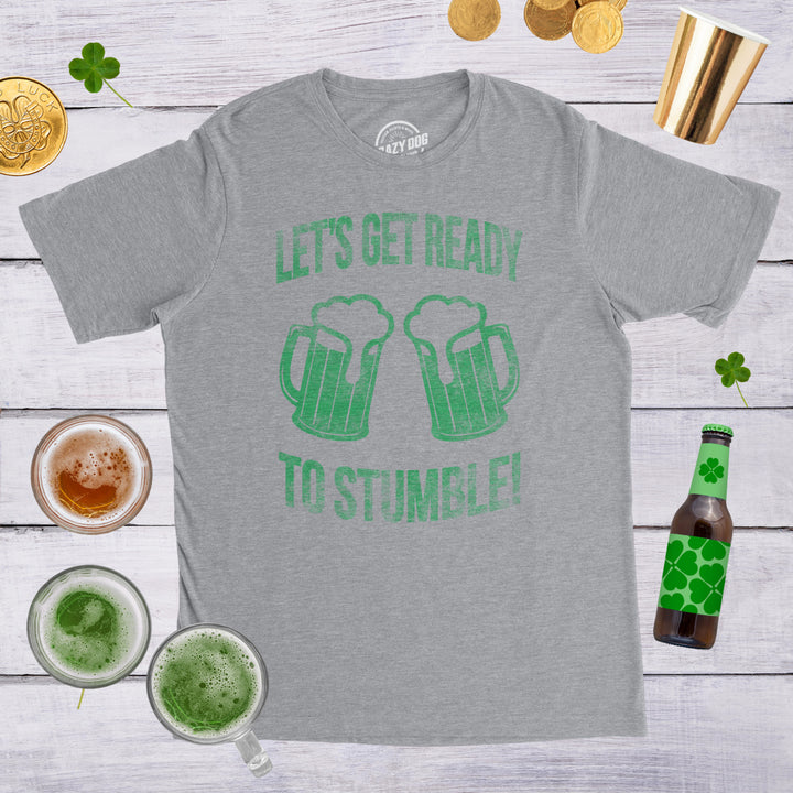 Mens Lets Get Ready To Stumble T Shirt Funny St Saint Patricks Day Drinking Tee Image 4