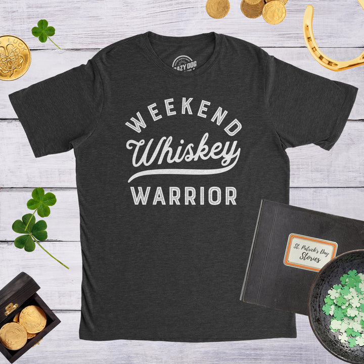 Mens Weekend Warrior Whiskey Tshirt Funny Drinking Tee For Guys Image 4