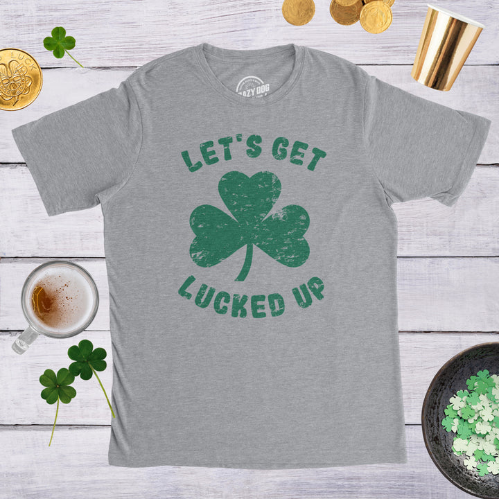 Mens Lets Get Lucked Up T Shirt Funny Saint Patricks Day Lucky Drinking Tee Image 4