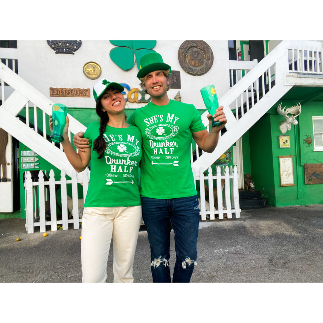 Shes My Drunker Half Funny Party Couple Pub Crawl Graphic Shamrock T Shirt Image 6