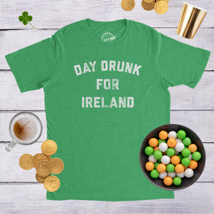 Mens Day Drunk For Ireland Tshirt Funny Irish Pride St Patricks Day Party Tee Image 4