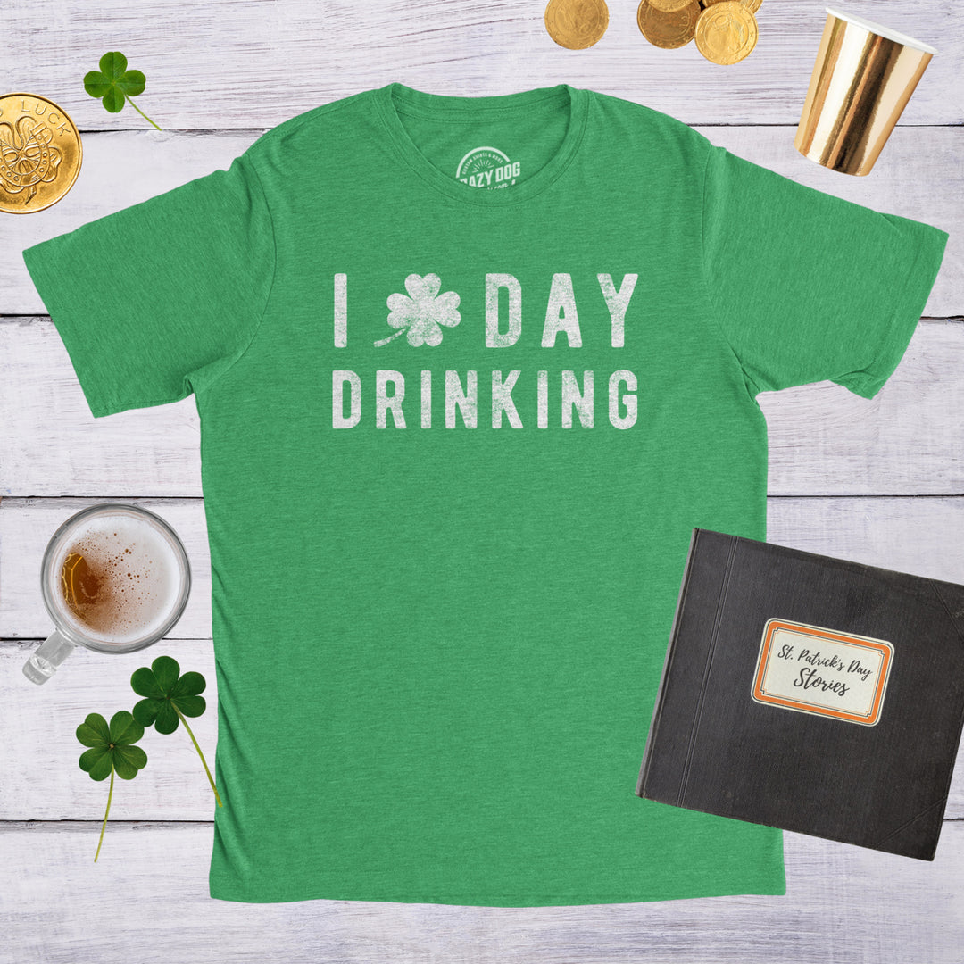 Mens I Clover Day Drinking T Shirt Funny Saint Patricks Day Patty Shamrock Tee Image 6