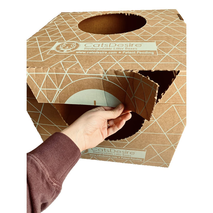 Cats Desire Disposable Biodegradable Top-Side Entry Litter Boxes Image 4