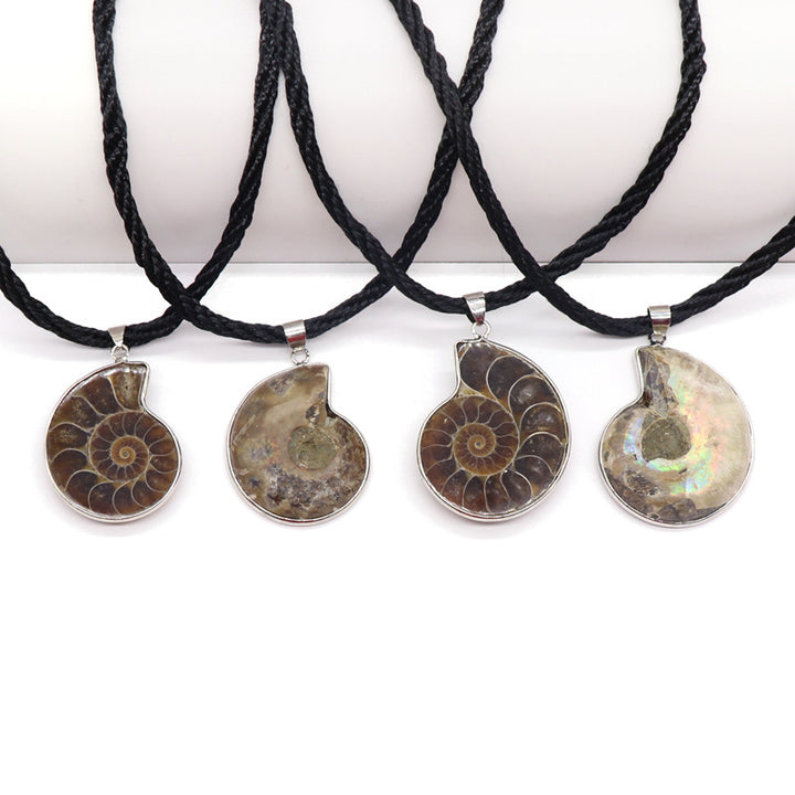 Natural spotted snail fossil retro vintage pendant necklace MAIXL009 Image 4