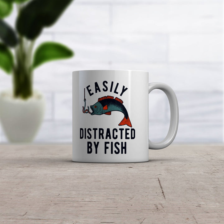 Easily Distracted By Fish Mug Funny Fishing Hook Catch Graphic Novelty Coffee Cup-11oz Image 2